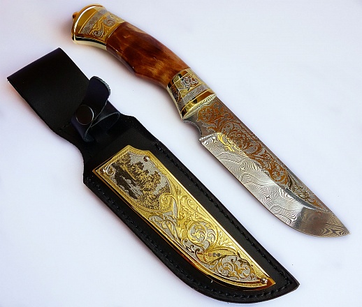 Подарочный нож №5 "Дамаск"